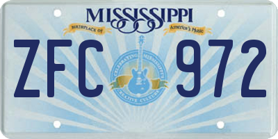 MS license plate ZFC972