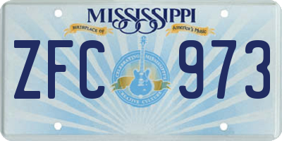 MS license plate ZFC973