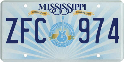 MS license plate ZFC974