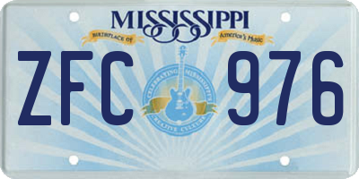MS license plate ZFC976