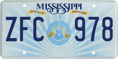 MS license plate ZFC978