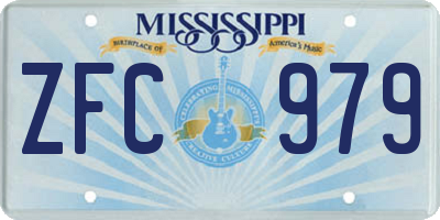 MS license plate ZFC979