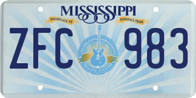 MS license plate ZFC983