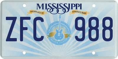 MS license plate ZFC988