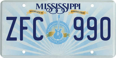 MS license plate ZFC990