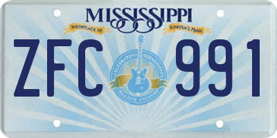 MS license plate ZFC991
