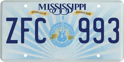 MS license plate ZFC993