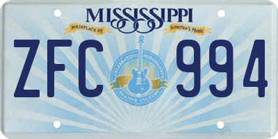 MS license plate ZFC994