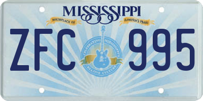 MS license plate ZFC995