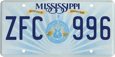 MS license plate ZFC996