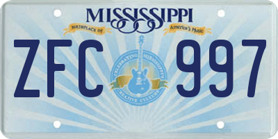 MS license plate ZFC997