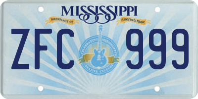 MS license plate ZFC999