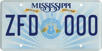 MS license plate ZFD000