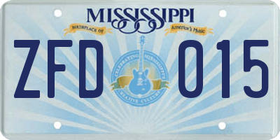 MS license plate ZFD015