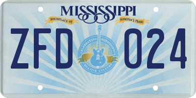 MS license plate ZFD024