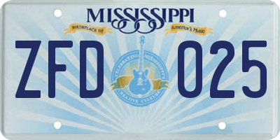 MS license plate ZFD025
