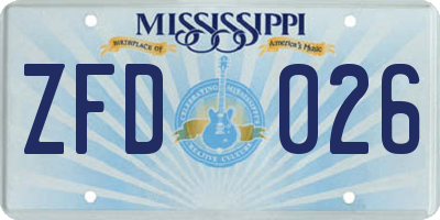 MS license plate ZFD026