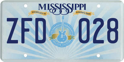 MS license plate ZFD028