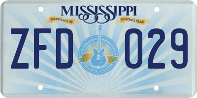MS license plate ZFD029