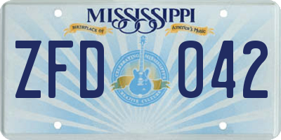 MS license plate ZFD042