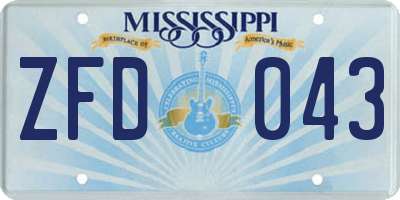 MS license plate ZFD043