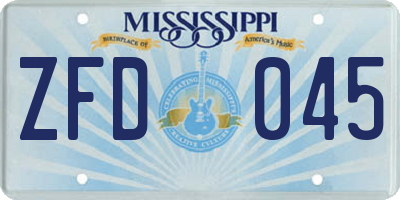 MS license plate ZFD045