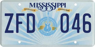 MS license plate ZFD046