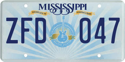 MS license plate ZFD047