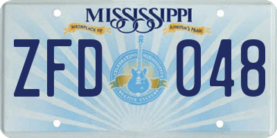 MS license plate ZFD048