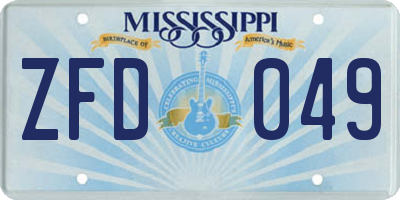 MS license plate ZFD049