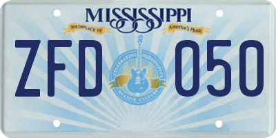 MS license plate ZFD050