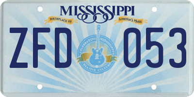 MS license plate ZFD053