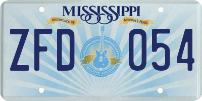 MS license plate ZFD054