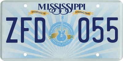 MS license plate ZFD055