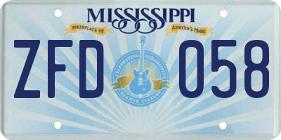 MS license plate ZFD058