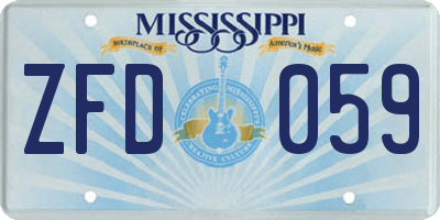 MS license plate ZFD059