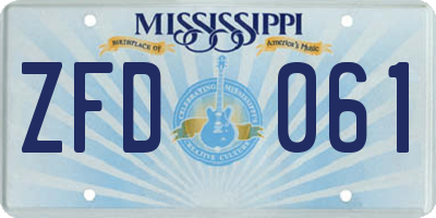 MS license plate ZFD061