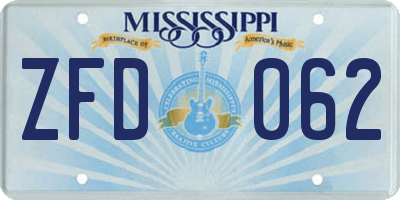 MS license plate ZFD062