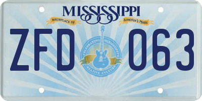MS license plate ZFD063