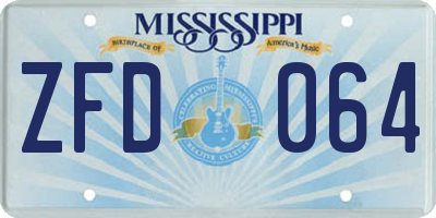 MS license plate ZFD064