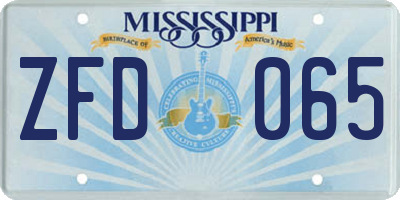 MS license plate ZFD065