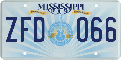 MS license plate ZFD066