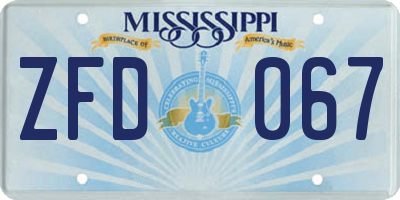 MS license plate ZFD067