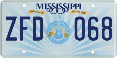 MS license plate ZFD068