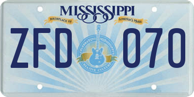 MS license plate ZFD070