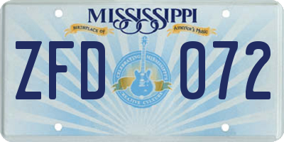 MS license plate ZFD072