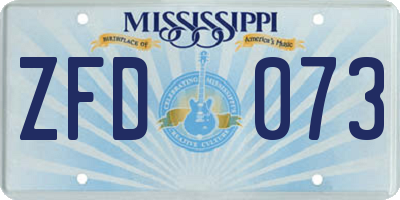 MS license plate ZFD073