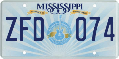 MS license plate ZFD074