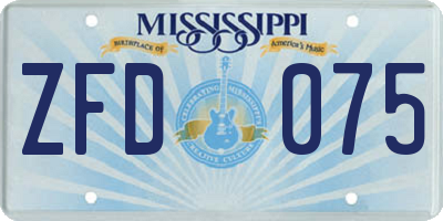 MS license plate ZFD075
