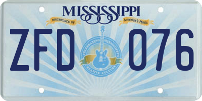 MS license plate ZFD076